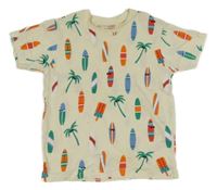 Smetanové trčko so sufrmi a palmami Primark