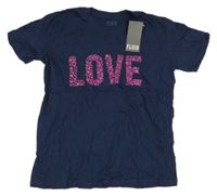 Nové - tmavomodré tričko s nápisem 