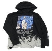 Černé triko se Sonicem z flitrů a kapucí Next