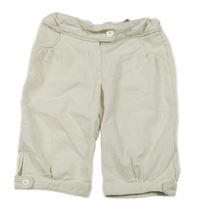 Svetlobéžové pruhované plátenné kraťasy obaibi