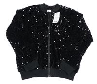 Nové - černá sametová flitrová bunda F&F