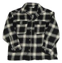 Černo-bílá kostkovaná košilová bunda H&M