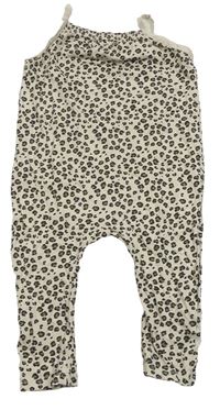 Smetanovo-hnědo-černý kalhotový overal s leopardím vzorem H&M
