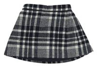 Tmavomodro-biela kockovaná vlnená sukňa Primark