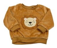 Okrová plyšová mikina s s levíkom 