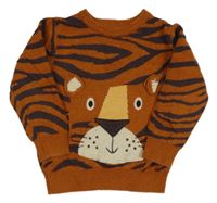 Oranžovo-fialový svetr s pruhy - tygr Next