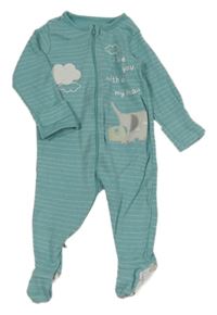 Modro-bílý pruhovaný overal se slony a nápisem Nutmeg