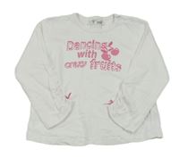 Bílo-růžové triko s nápisem a třešněmi Ergee