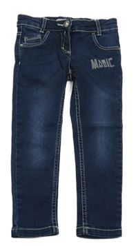 Tmavomodré teplákové skinny rifle s nápisom Pocopiano