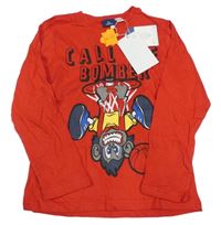 Nové - Červené triko s opičkou a nápisy Chicco