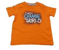 Oranžové tričko s nápisem Dopodopo