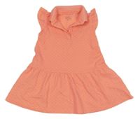 Neónově lososové bodkovaná é šaty s golierikom Topolino