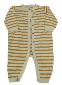 Béžovo-medový pruhovaný pletený overal Alana