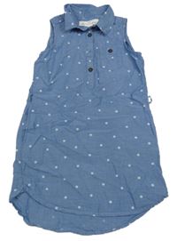 Svetlomodré košeľové kvetované šaty