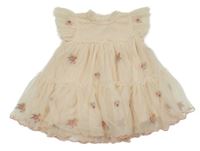 Svetloružové kvetované tylové šaty M&S