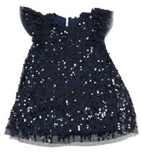 Tmavomodré tylové šaty s flitry H&M