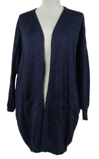 Dámský tmavomodrý třpytivý svetrový cardigán 