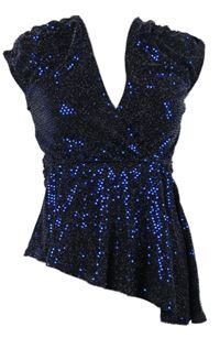 Dámska čierno-modrá trblietavá asymetrická blúzka New Look