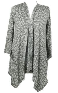 Dámský šedo-bílý vzorovaný úpletový cardigán Poetry 