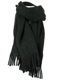 Dámská tmavošedá šála s třásněmi 