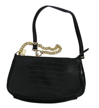 Nové - Dámská černá vzorovaná koženková crossbody kabelka 