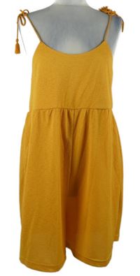 Dámsky okrový strukturovaný kraťasový overal Rainbow