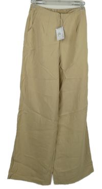 Nové -Dámské béžové palazzo kalhoty Primark 