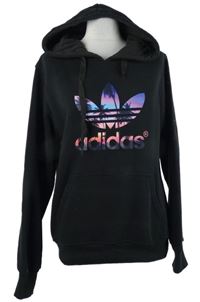 Dámská černá mikina s logem a kapucí Adidas 