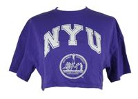 Dámske fialové crop tričko s nápismi