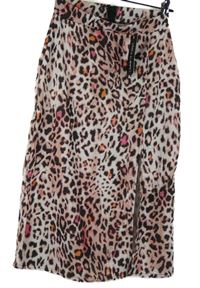 Nové - Dámska ružová vzorovaná midi sukňa s rozparkem I saw it first