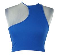Dámsky zafírový rebrovaný asymetrický crop top Shein