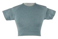 Dámské modrošedé melírované sportovní crop tričko Bo+Tee