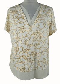 Dámská bílo-skořicová květovaná halenka s volánkem M&S