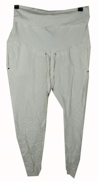 Dámské bílé lněné těhotenské kalhoty H&M