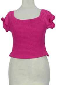 Dámske neónově ružové žabičkové crop tričko Select