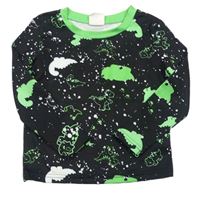 Čierno-zelené športové tričko s dinosaurami Shein