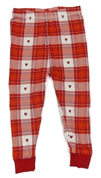 Červeno-bílé kostkované pyžamové kalhoty se srdíčky George