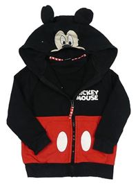 Černo-červená propínací mikina s kapucí- Mickey Mousem Disney