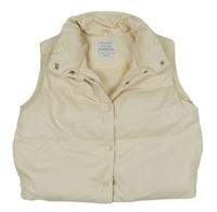 Svetlobéžová koženková crop zateplená vesta Primark