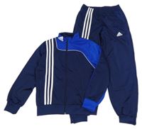 2set- tmavomodro-modrá sportovní propínací mikina s logem+ tepláky Adidas