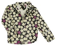 Čierna kvetinová nepromokavá bunda