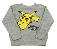 Šedoo-biely melírovaný sveter s Pikachu C&A