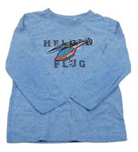 Modré melírované triko s vrtulníkem Topolino