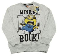 Nové - Bílo-šedá melírovaná mikina s Mimoněm Next