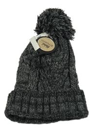 Nové - Sivo-čierna melírovaná čapica s brmbolcom Rebel vel.122-158