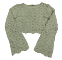 Svetlozelený perforovaný crop sveter H&M