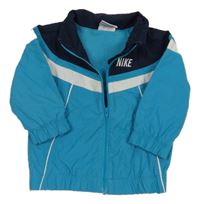 Tmavomodro-bielo-azurová jarná bunda s logom Nike