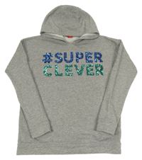 Šedá mikina s nápisem z flitrů a kapucí S. Oliver