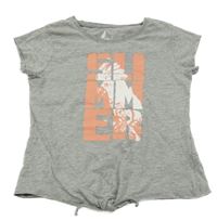 Sivé tričko s nápisom a papouškem Pepperts