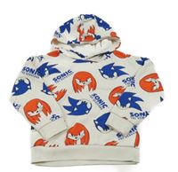 Biela mikina so Sonicem a kapucňou Primark
